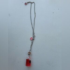 Silver and Red Paw Pendant Necklace